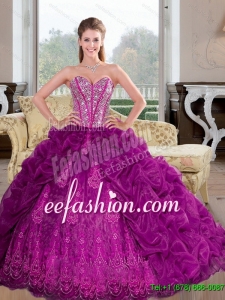 Luxurious Sweetheart 2015 Quinceanera Dresses with Beading and Pick Ups