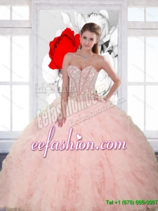 Popular Beading and Ruffles Sweetheart Quinceanera Dresses for 2015 Spring