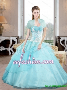 Popular Sweetheart 2015 Quinceanera Gown with Appliques and Beading