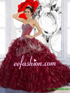 Popular Sweetheart Ruffles and Appliques Quinceanera Dresses for 2015