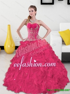 Pretty Sweetheart Quinceanera Gown with Appliques and Ruffles