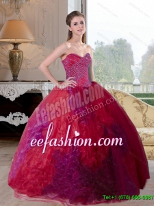 Unique Multi Color 2015 Sweet 16 Dresses with Beading and Ruffles