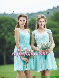 Classical Mint Short Prom Dress with Appliques and Belt