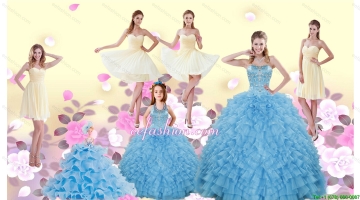 Beading Floor Length Quinceanera Dress and Champagne Short Prom Dresses and Ruffles Halter Top Pageant Dresses for Littl