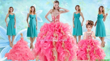 Beading Multi Color Ball Gown Quinceanera Dress and Ruching Knee Length Dama Dresses and Ruffles Spaghetti Straps Little