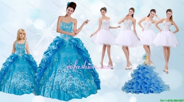 Beading and Ruffles Quinceanera Dress and Rhinestones White Short Dama Dresses and Spaghetti Straps Embroidery Little Gi