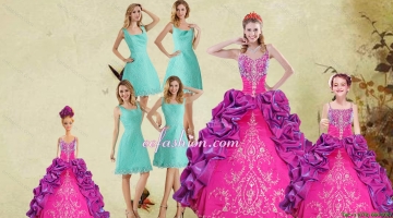 Multi Color Spaghetti Straps Ruffles Quinceanera Dress and Square Knee Length Dama Dresses and Beautiful Ball Gown Littl