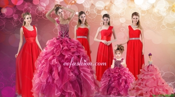 Ruffles One Shoulder Sweet 16 Dress and Red Long Beading Prom Dresses and Ball Gown Straps Beading Little Girl Dress