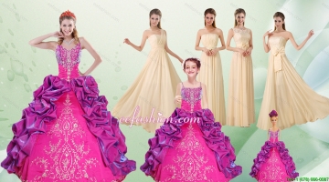 Spaghetti Straps Multi Color Quinceanera Dress and Long Ruching Dama Dresses and Ruffels and Embroidery Little Girl Dres