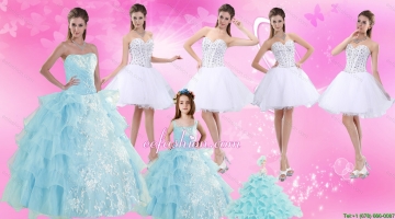Strapless Ruffles Elegant Quinceanera Dress and Pretty Sweetheart Beading Prom Dress and Ruffles Baby Bule Little Girl P