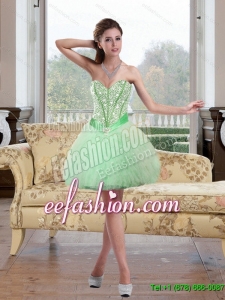 2015 Cheap Beading and Ruffles Prom Dress in Apple Green