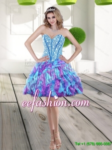 Cheap 2015 Beading and Ruffles A Line Prom Dress in Multi Color