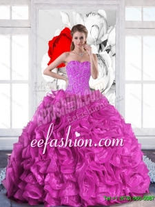 2015 Discount Sweetheart Quinceanera Dresses with Beading and Ruffles