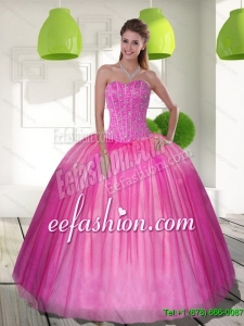 2015 Popular Beading Sweetheart Ball Gown Quinceanera Dresses