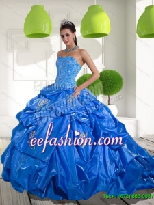 Custom Made Beading and Appliques Quinceanera Dresses with Brush Train