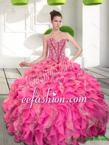 Dynamic Beading and Ruffles Sweetheart Quinceanera Dresses for 2015