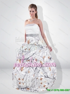2015 Elegant Ball Gown Strapless Camo Wedding Dresses with Belt