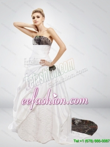 Fashionable Strapless Hand Made Flower Camo Wedding Dresses in Multi Color