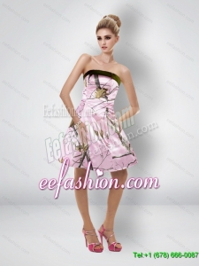 Popular Short Strapless Baby Pink Camo Prom Dresses