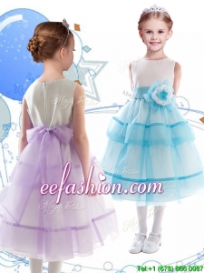 Discount Scoop Organza Mini Quinceanera Dresses with Hand Made Flowers and Ruffled Layers