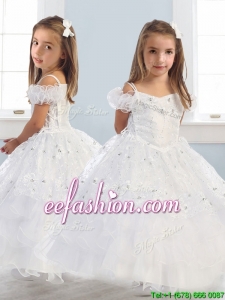 Exquisite Spaghetti Straps Cap Sleeves Mini Quinceanera Dresses with Lace and Ruffled Layers