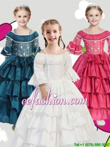 Gorgeous Spaghetti Straps Three Fourth Length Sleeves Mini Quinceanera Dresses with Lace and Ruffled Layers