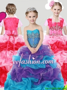 Lovely Beaded and Ruffled Mini Quinceanera Dresses with Puffy Skirt