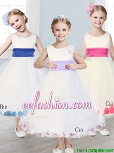New Scoop Tulle Mini Quinceanera Dresses with Sashes and Appliques