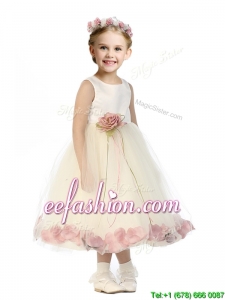 Popular Scoop Tulle Mini Quinceanera Dresses with Hand Made Flowers and Appliques