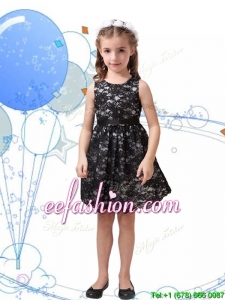 Romantic Scoop Black Mini Quinceanera Dresses with Sashes and Lace