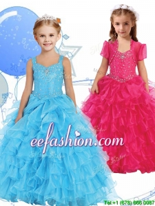 Romantic Straps Mini Quinceanera Dresses with Beading and Ruffled Layers