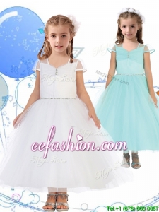 See Through Square Cap Sleeves Mini Quinceanera Dresses with Beading