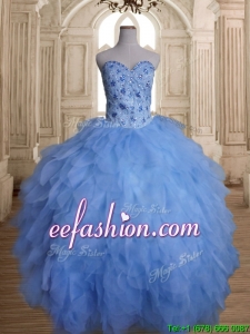 Gorgeous Tulle Beaded and Ruffled Sweet 16 Dress with Puffy Skirt
