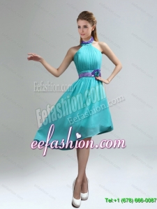 2016 New Fashion High Neck Asymmetrical Multi Color Dama Dress