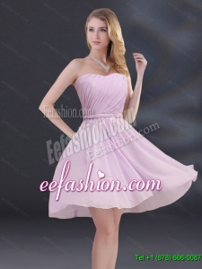 2015 A Line Sweetheart Elegant Dama Dresses with Ruhing and Belt