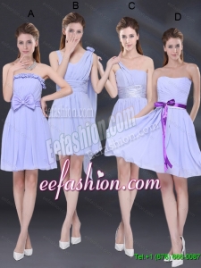 2015 Fall Elegant Chiffon Lace Up Dama Dress in Lavender