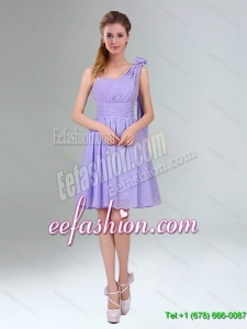 2015 New Style Mini Length Lavender Dama Dresses with Ruching and Handmade Flower