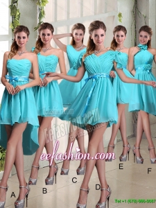 Beautiful Ruching A Line Chiffon Lace Up Dama Dresses for 2015