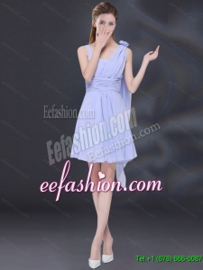 Chiffon Ruching 2015 New Arrival Lavender Dama Dress with One Shoulder