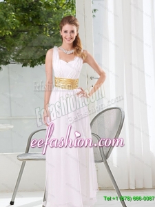 Elegant 2015 Fall White Empire Straps Ruching Dama Dresses