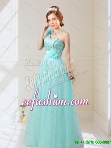 New Arrival Empire Lace Up Hand Made Flowers Dama Dresses in Mint