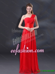 New Arrival One Shoulder Ruching Empire Dama Dresses for 2015 Summer