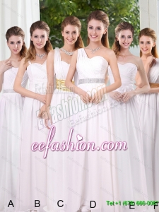 New Style White Ruching Empire Dama Dresses for 2015 Summer