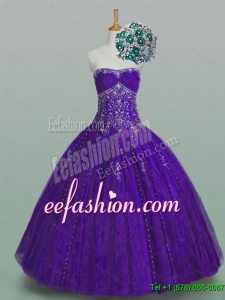 2015 Fall Elegant Strapless Quinceanera Dresses with Beading and Appliques