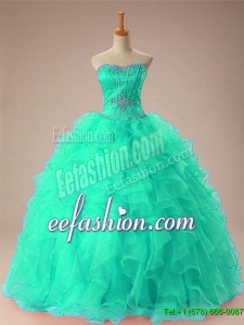 2015 Fall Elegant Sweetheart Beaded Quinceanera Dresses with Ruffles
