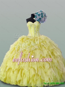 2015 Fall Luxurious Quinceanera Dresses with Beading and Ruffles