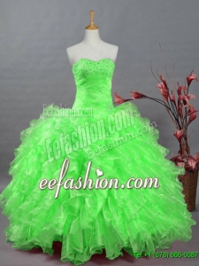 2015 Fall New Style Quinceanera Dresses with Beading and Ruffles