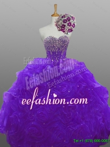 2015 Fall Perfect Beaded Quinceanera Dresses with Rolling Flowers