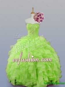 2015 Fall Perfect Sweetheart Beaded Quinceanera Dresses with Ruffles