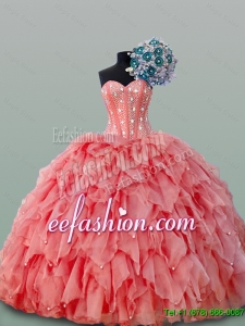 2015 Fall Perfect Sweetheart Quinceanera Dresses with Beading